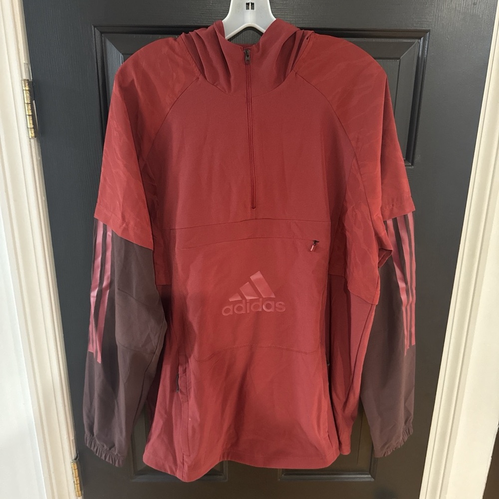 Adidas Men's Maroon and Burgundy Windbreaker